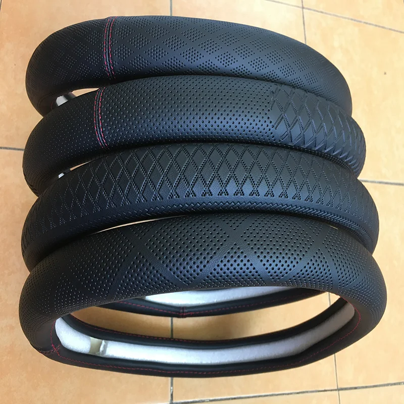 Cheap price fiber leather perforated car steering wheel covers manufacturer for toyota