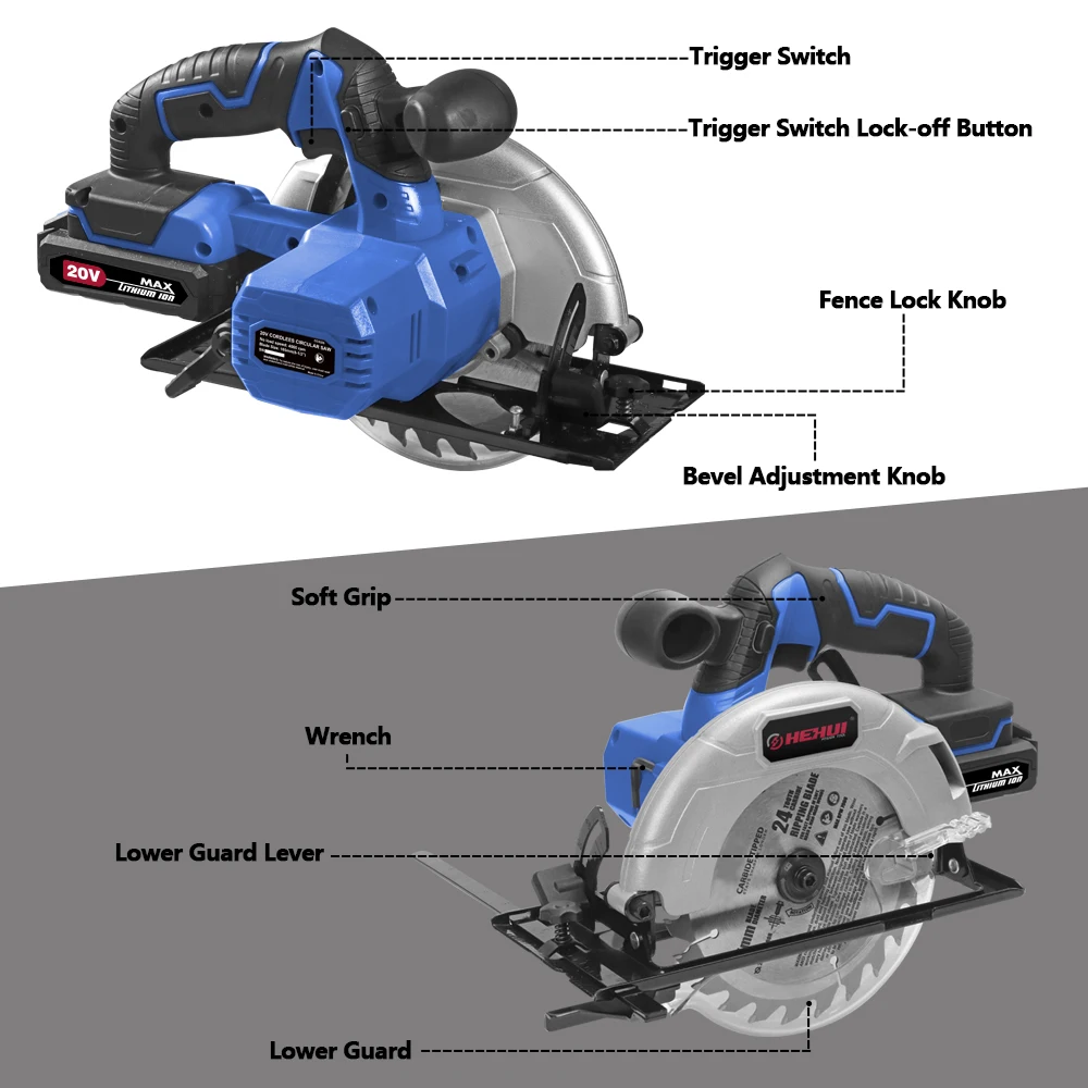 Hehui 20V Cordless Bettry Circular Saw Factory Directly Supply Hand Tool Circular Saw Brushless With Mini Size