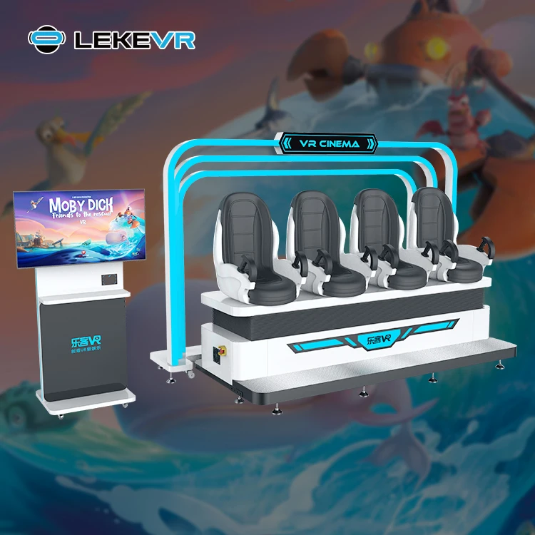 LEKE VR Amusement Park Business 9D Virtual Reality Cinema Game Machine Simulator Motion 4 Seats Chair