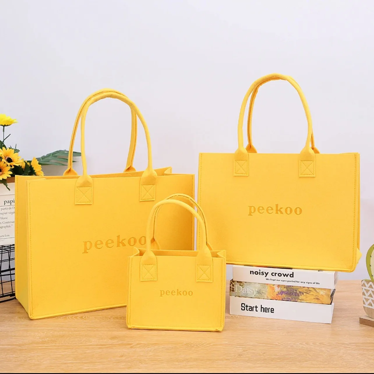 Hot Sell High Quality Colorful Shoulder Shopping Felt Tote Bag With Custom Logo