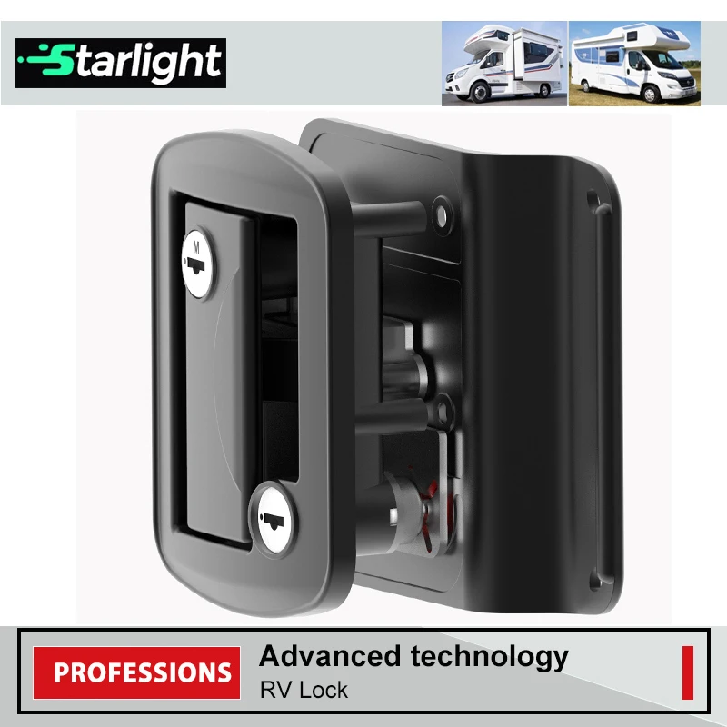 RV Door Lock Replacement, Upgraded RV Door Latch with Paddle Deadbolt 2 Keys Camper Door Lock for Travel Trailers Horse Cargo