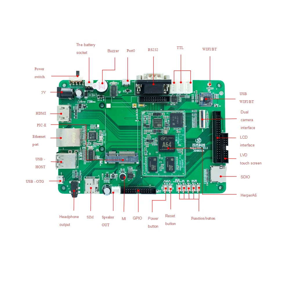 Helper a64 development board linux android for industry automation motherboards