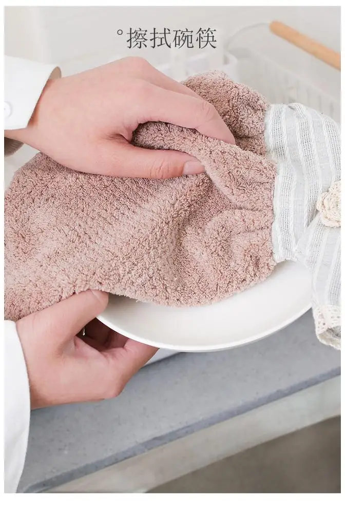 Wholesale Luxury Cartoon Hanging Towel Water Absorption Cotton Hand Towel For Kids