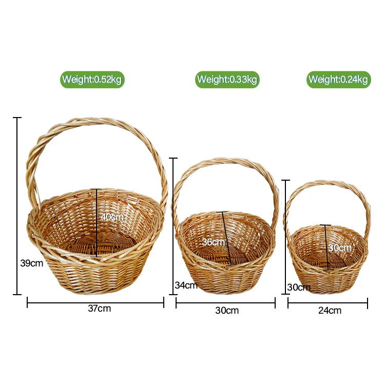 Wicker Woven Basket Multipurpose Natural Willow Basket with Handle for Storage and Decoration