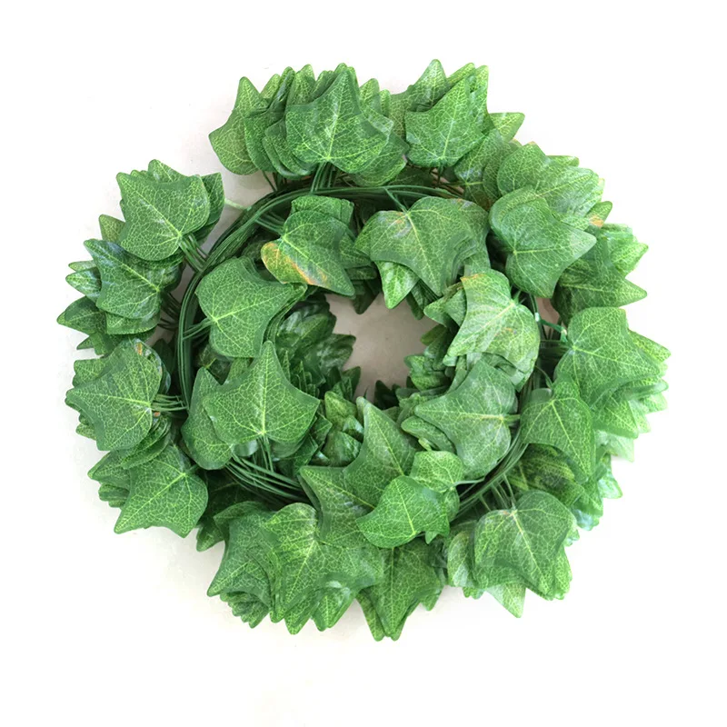 Sell 2M 2.4M super long ceiling hanging grape leaves 30pcs green money plant leaf 12pcs/pack