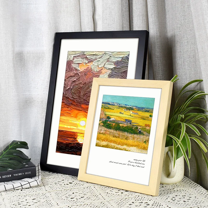 Factory Wholesale 11 Colors Black White Solid Wood A1 A2 A3 A4 8x10 11x14 Inch Picture Photo Frame With Mat
