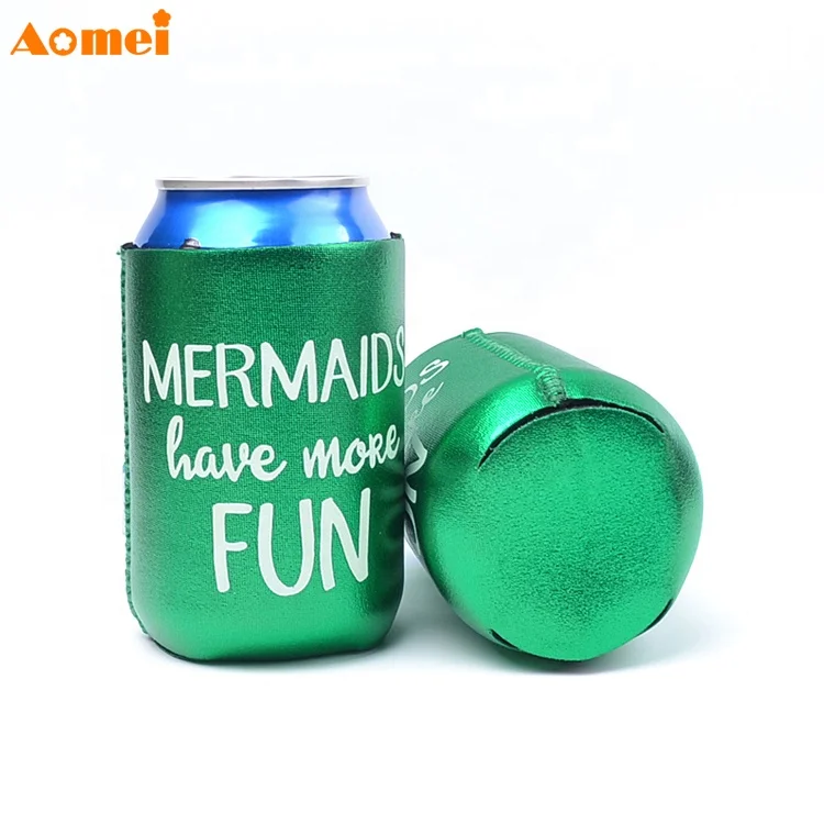 AOMEI Wholesale Customized Luminous Shimmer Glow Skinny Slim High Neoprene Drink Beer Cans Coolers Sleeve Stubby Holders