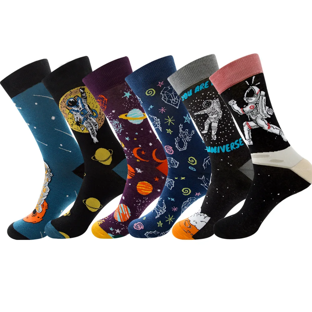 Trending products 2024 new arrivals custom logo dress socks 100% cotton colorful pattern funny socks