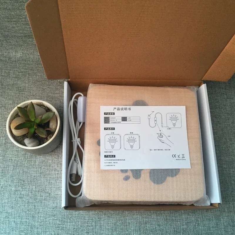 Wooden Lamp Animal Cute Cat Lamp 3D USB Led Table Light Switch Control Wood Carving Lamp