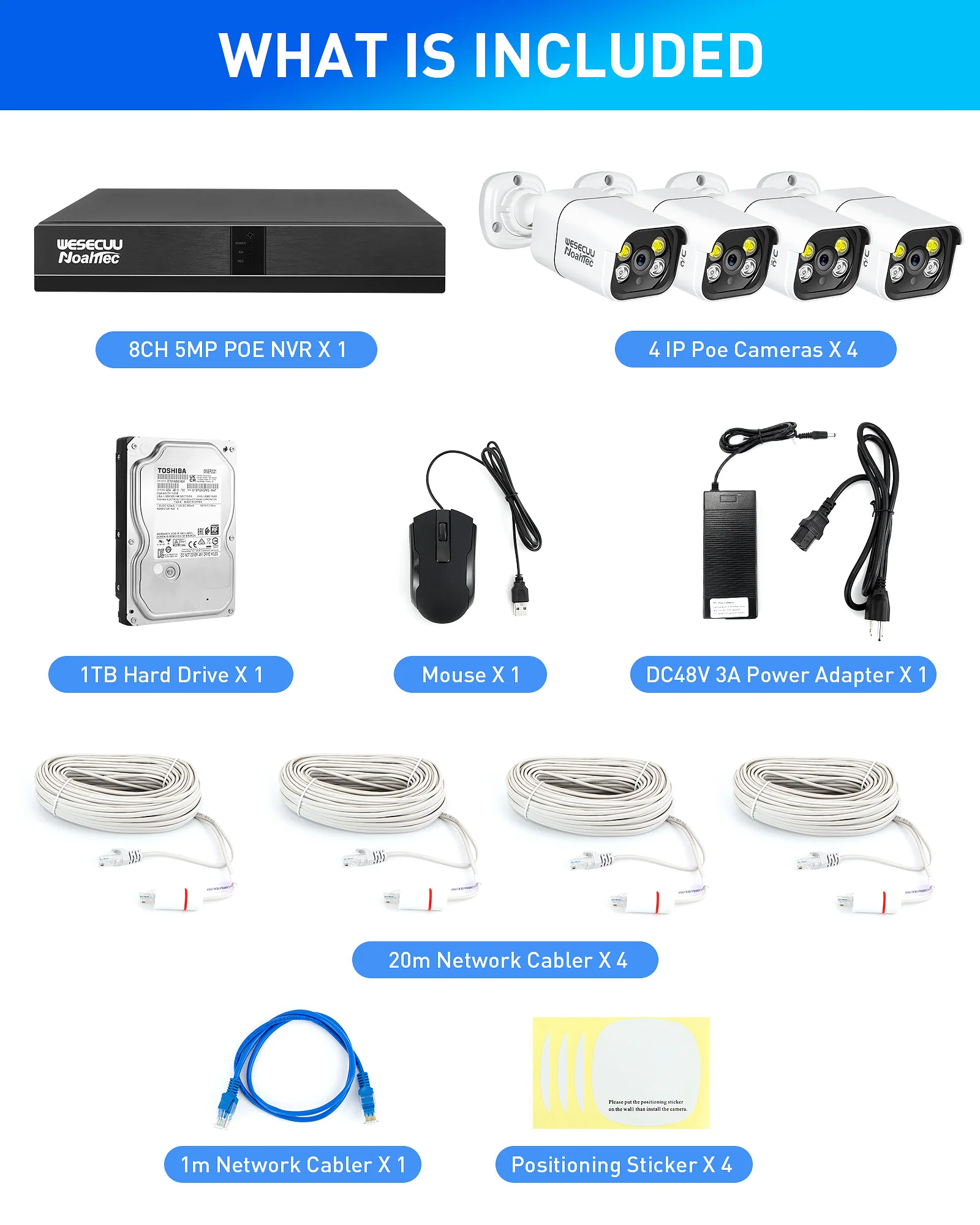 Система видеонаблюдения WESECUU xmeyepro комплект ip-камер 8 МП 4k hd охранная система