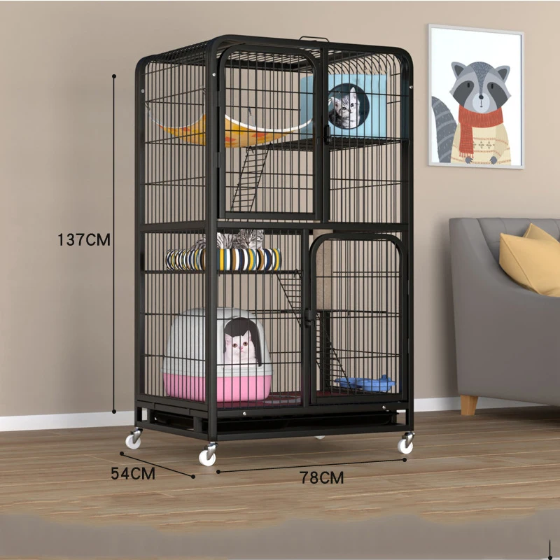 Luxury Black Large Trap Cage Easy To Clean Rabbit Cage With Wheel