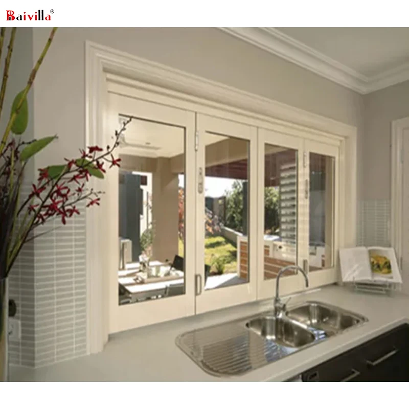 Folding glass windows aluminium bifolding window hot sale in the usa
