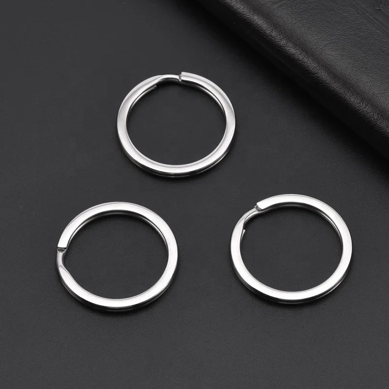 Flat Stainless Steel Key Ring 20MM 25MM 28MM Keychain Key Holder for Women Men Jewelry Making Key Chain