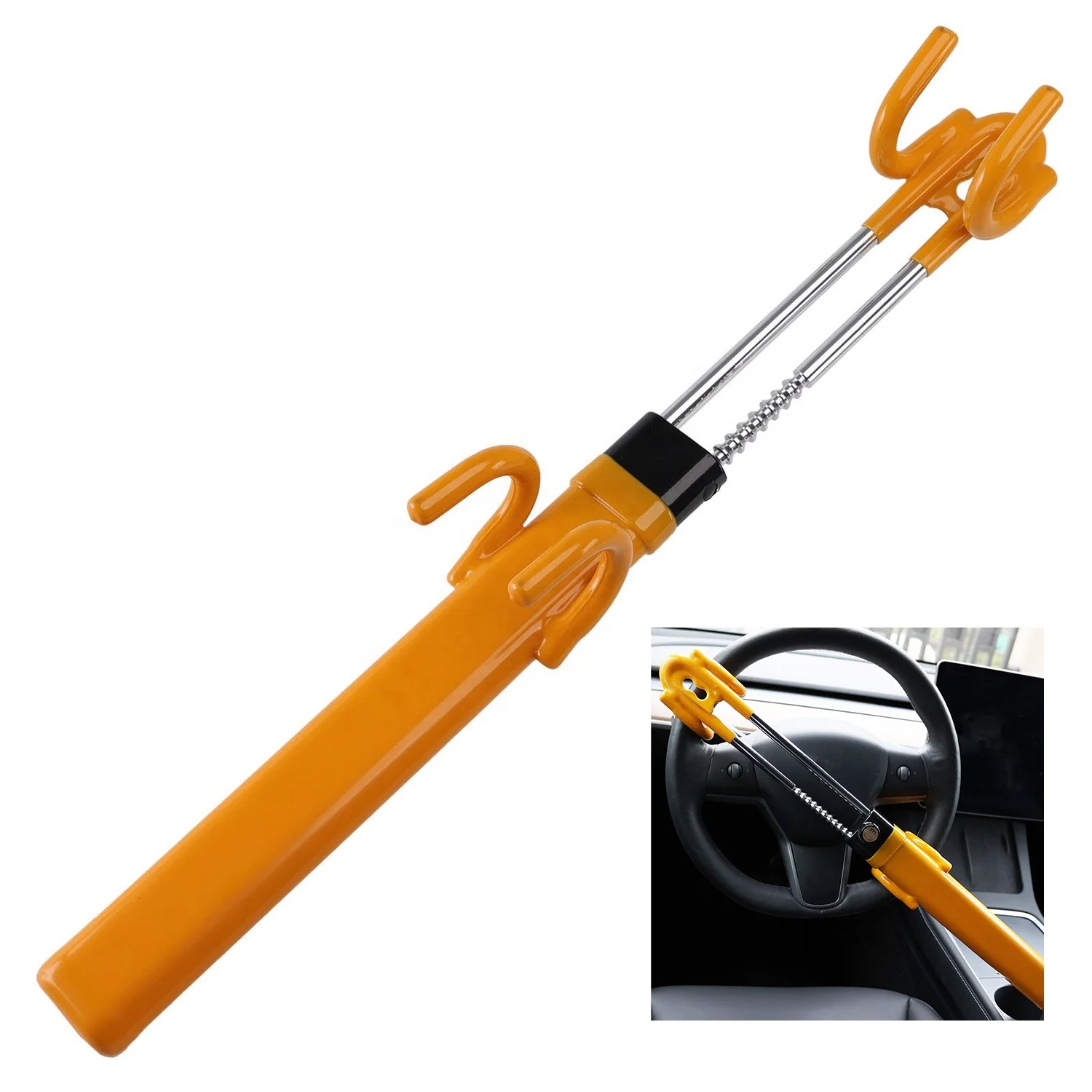 Adjustable Length Clamp Double Hook Vehicle Car Steering Wheel Lock Anti Theft