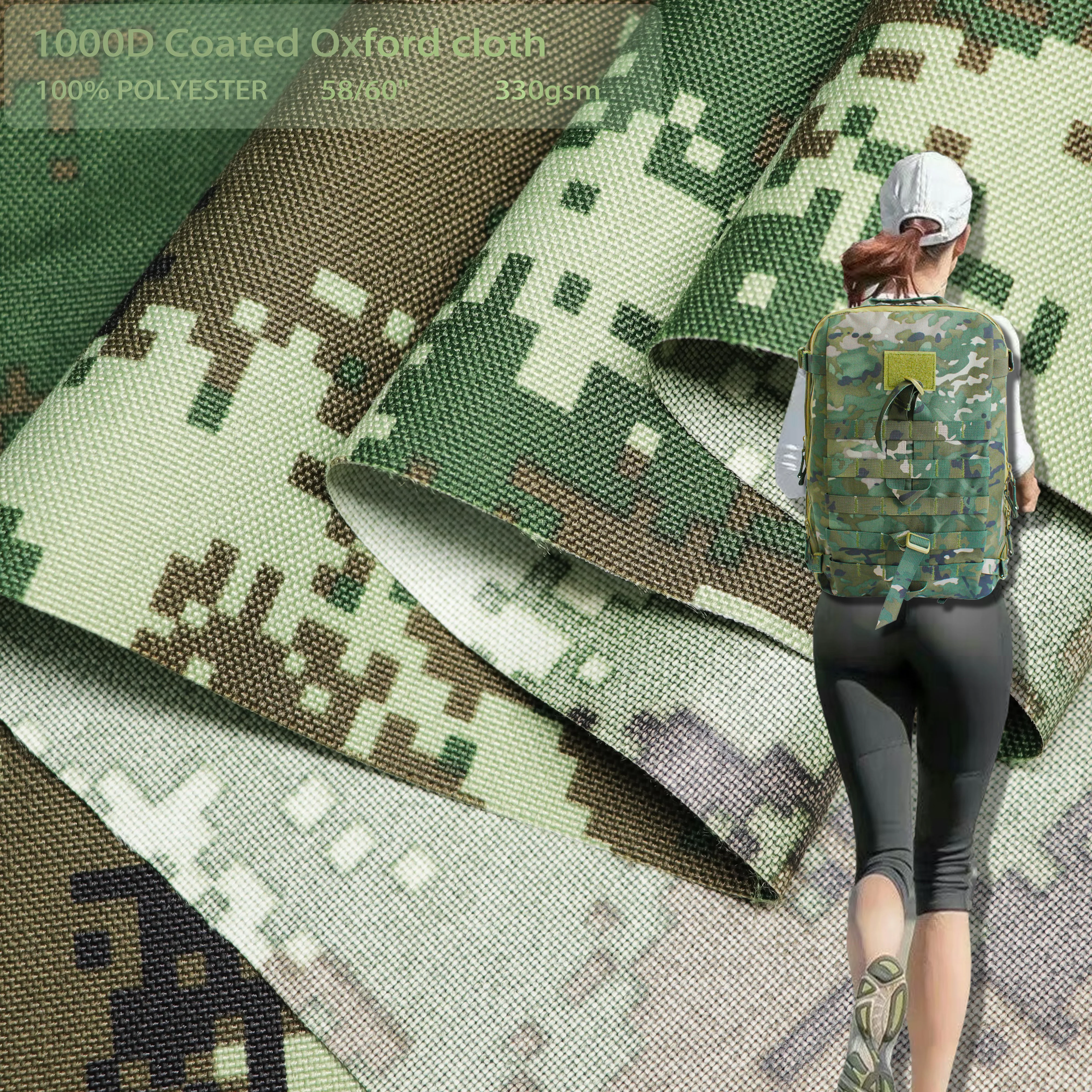 Китайская фабрика 330gsm 1000d полиэфирная ткань оксфорд уличная функциональная водонепроницаемая ткань для сумки