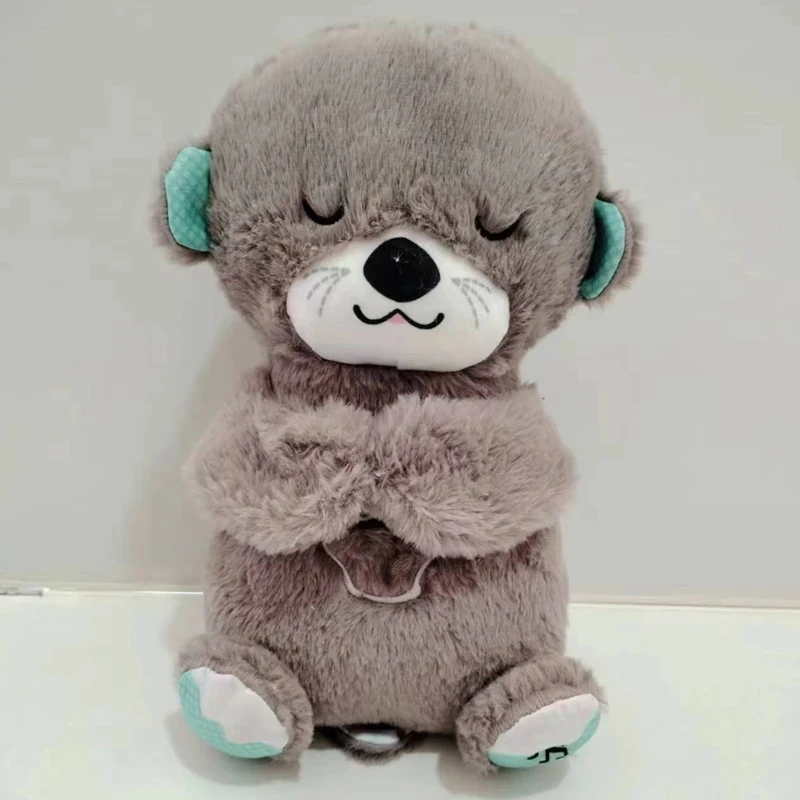 Wholesale Custom Cute Otter Plush Animal Toys Bear Breathing Toy Beaver Sleeping Music Light Plush Toy For Kids