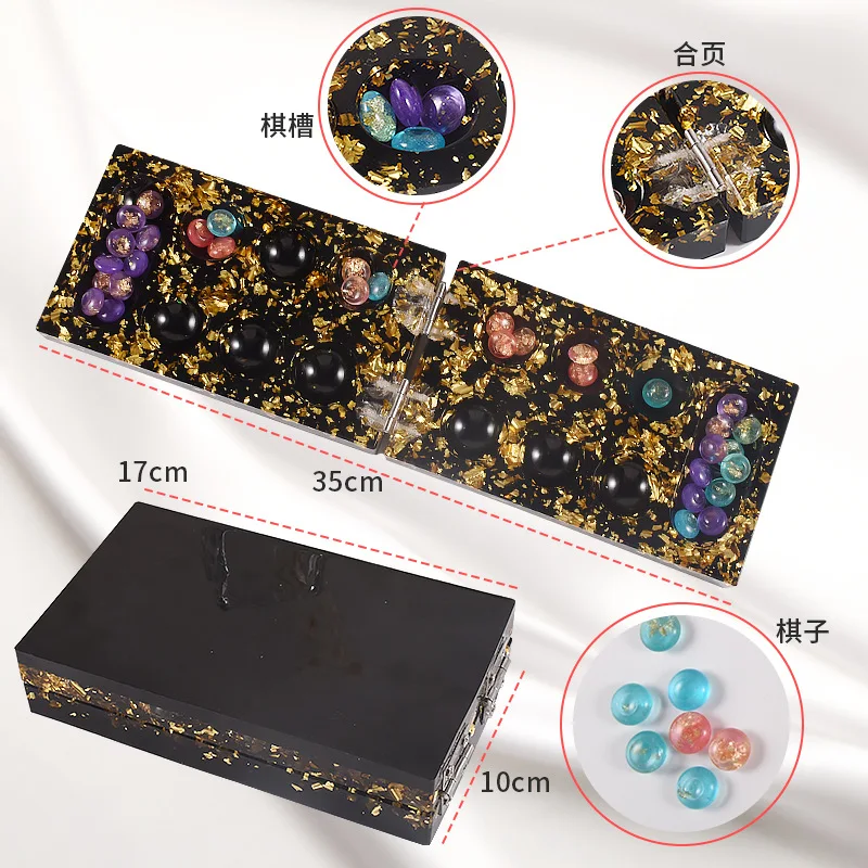 Crystal Glue Mankala Chessboard Chess Piece Resin Mold Set Return to Warehouse Mancala Parent-Child Game Silicone Mold