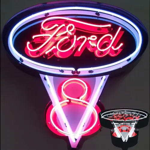 New Factory Sale Custom Led Glass Neon Glass Sign Table Letters Acrylic Boxes Lights Logo In Metal Box For Sale