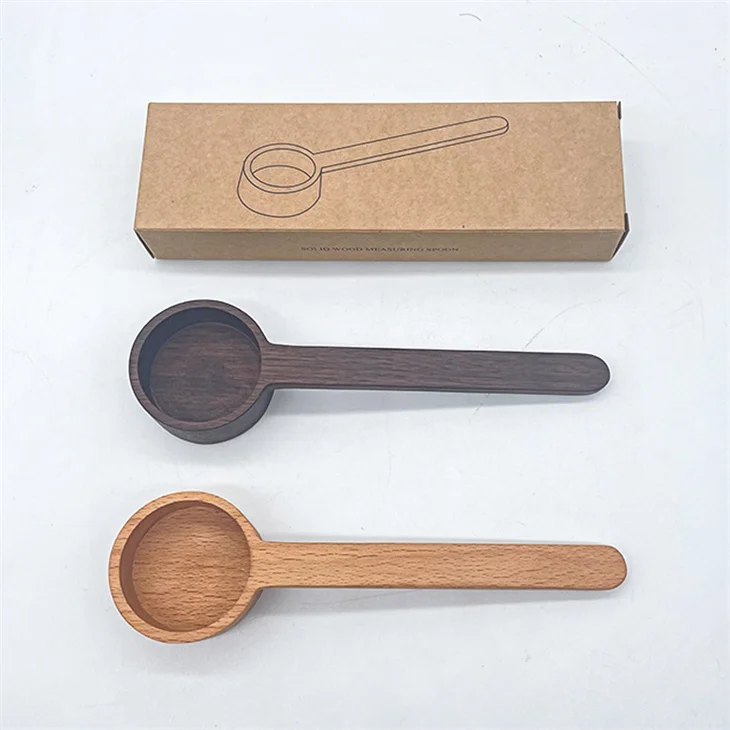 Wooden gift Custom flag LOGO Wholesale Wood Measuring Spoon set Short Handle Wooden Coffee Spice Seasoning Spoons Promotional