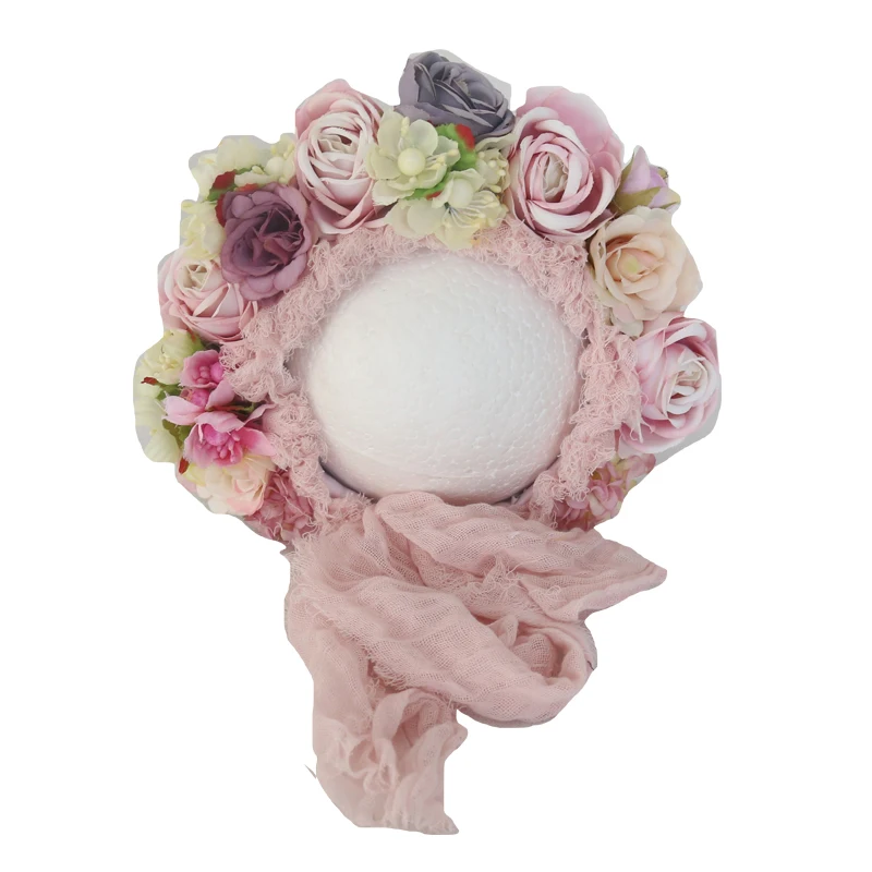 Baby Girl Lovely Flower Bonnet Vintage Newborn Baby Flower Bonnet Photography Props Baby Bonnet Photo Prop