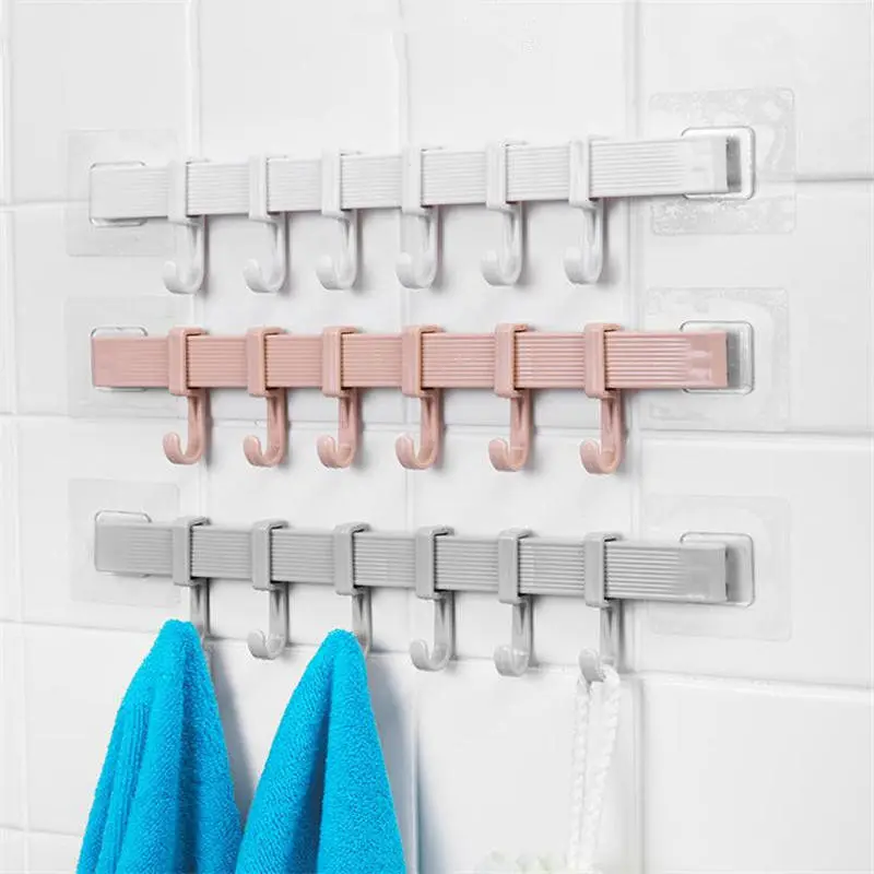 2023 Kitchen Storage Hook Cupboard 6 Hook Home Organizer Storage Rack Pantry Chest Tools Towels Hanger Wardrobe Hooks