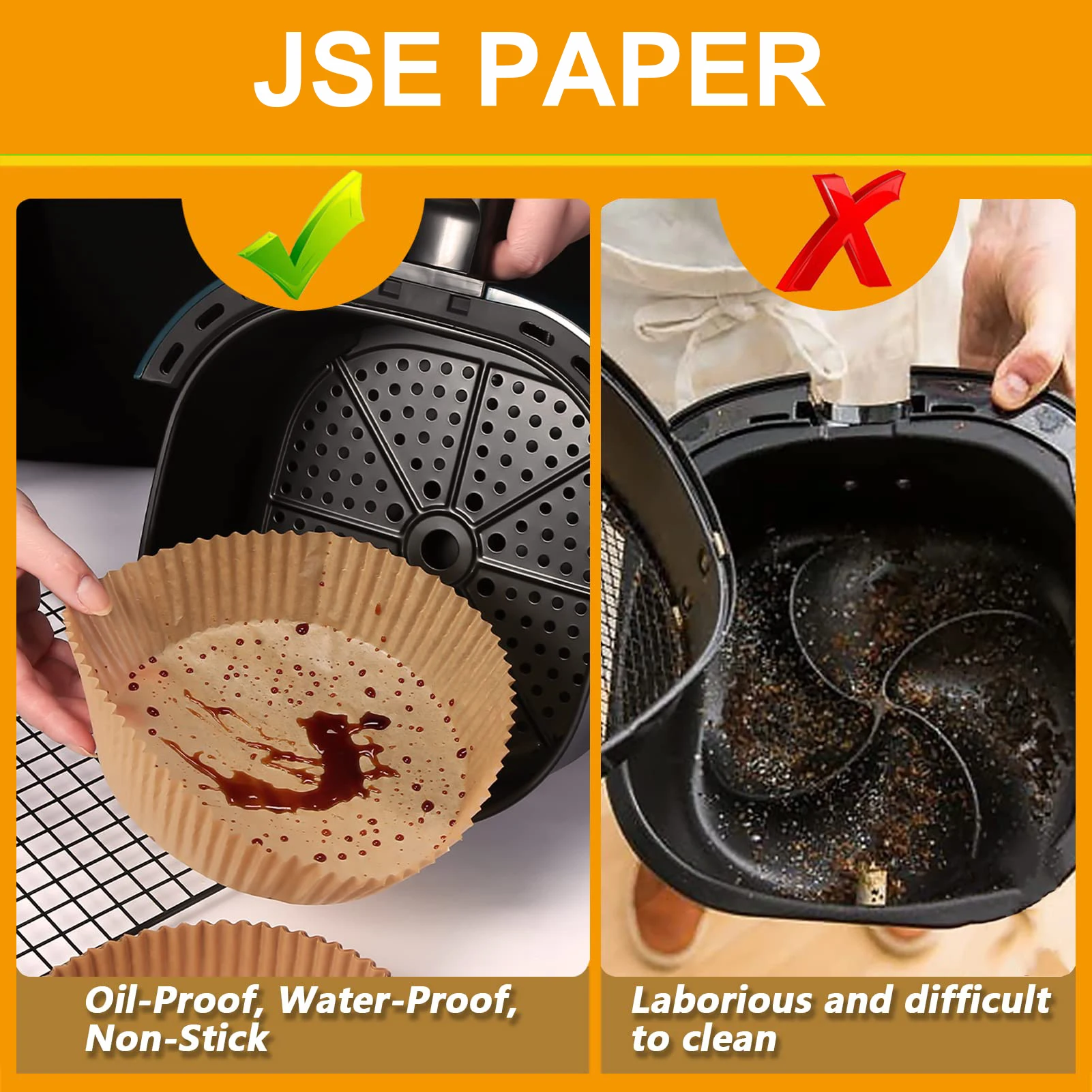 Hot sale round shape frying parchment paper easy clean Multi function deep frying Rectangular air fryer disposable paper liner