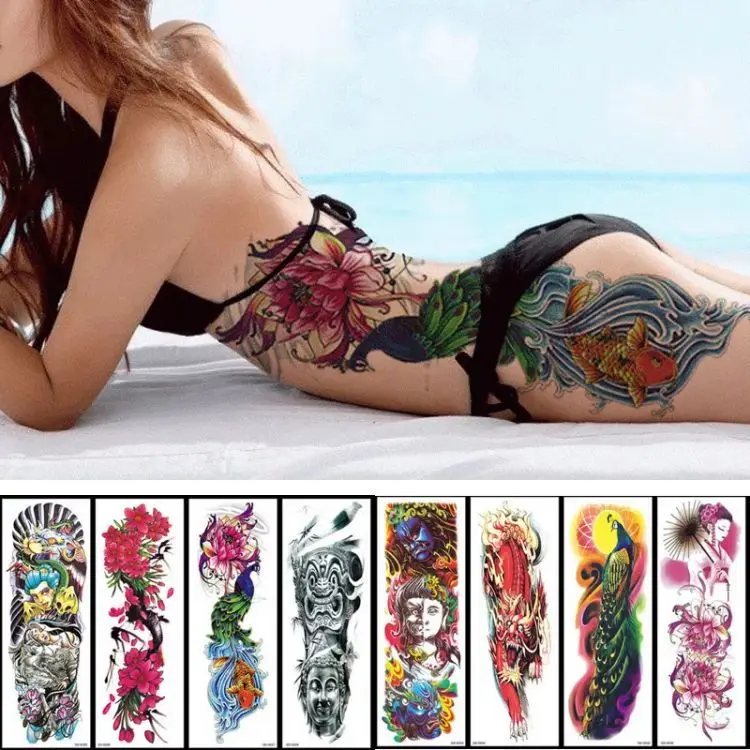 Full Arm Waterproof Temporary Tattoos Half Arm Shoulder Tattoo Extra Large Lasting Tattoo Stickers for Girls and Women