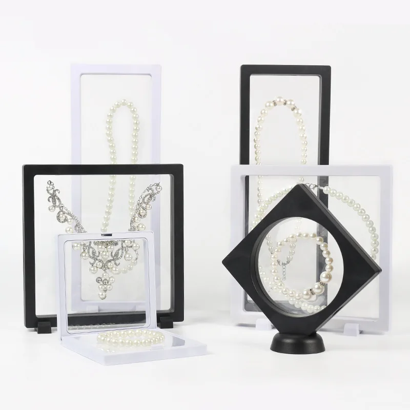 
Wholesale 3D Suspension Jewelry Display Box Custom Plastic Suspension Frame Gem Box Dustproof Floating Frame 