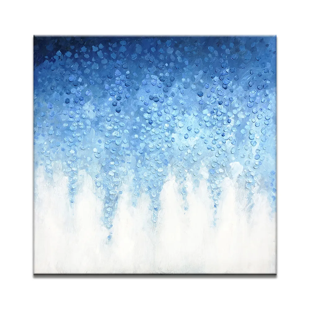 
100% Handmade Blue Abstract Oil Painting Modern Home decoration Blooming Canvas Wall Art 