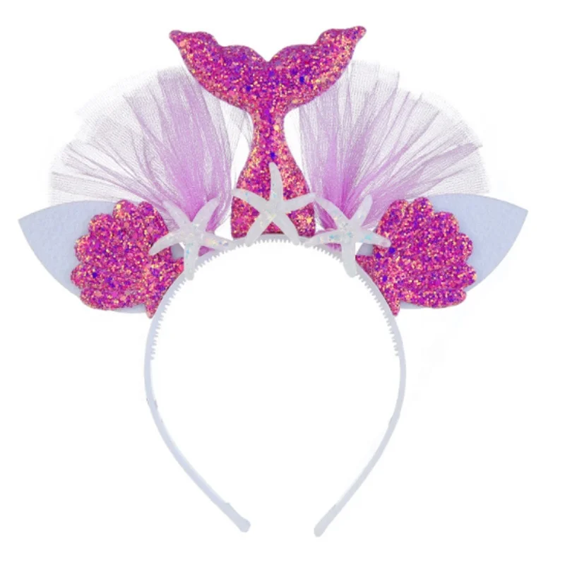 Princess mermaid gauze fish tail  headband glitter headband for kids