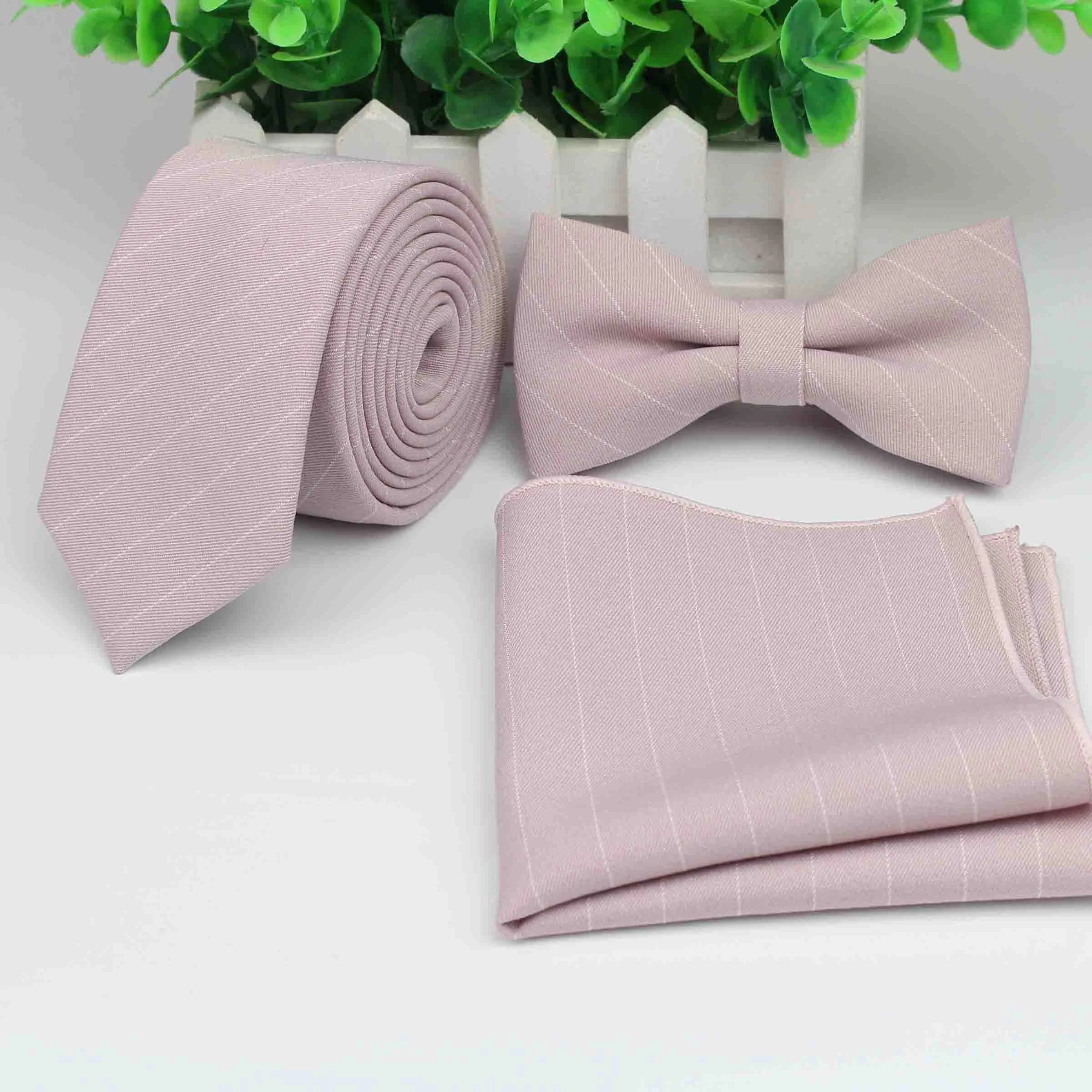 Комплект из хлопка, полиэстера, галстука в полоску и шеи для мужчин, тонкий галстук, галстук, носовой платок, галстук-бабочка для свадьбы, галстук-бабочка