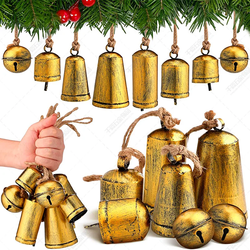 Large Rustic Cow Bells Plated Giant Antique Shabby Metal Indoor Outdoor Christmas Decoration Shabby Cow Hanging Animal Souvenir