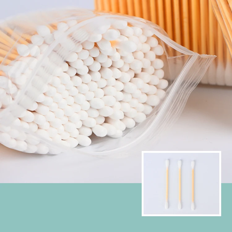 Wholesale Biodegradable Non-Pollution Cotton Swab Stick Wooden Cotton Swab Disposable Cleaning Cosmetic Cotton Swab