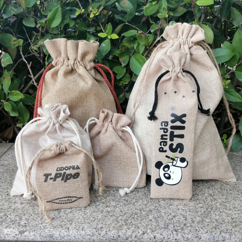 Custom Printed Logo Carrying Grocery Reusable Produce Canvas Burlap Bag Small