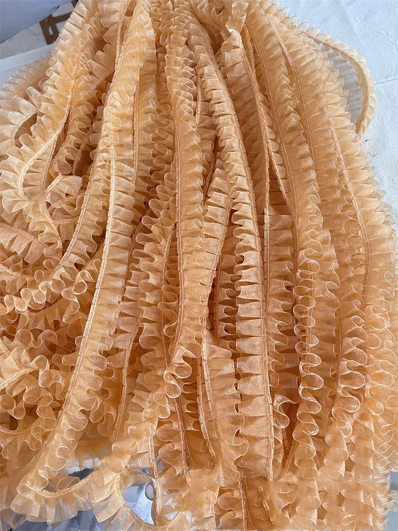 2.5cm Wide Colorful Pleated Lace Trim Lolita Mesh Polyester Different Colors Laces Accessories Clothes Neckline Cuff Decoration