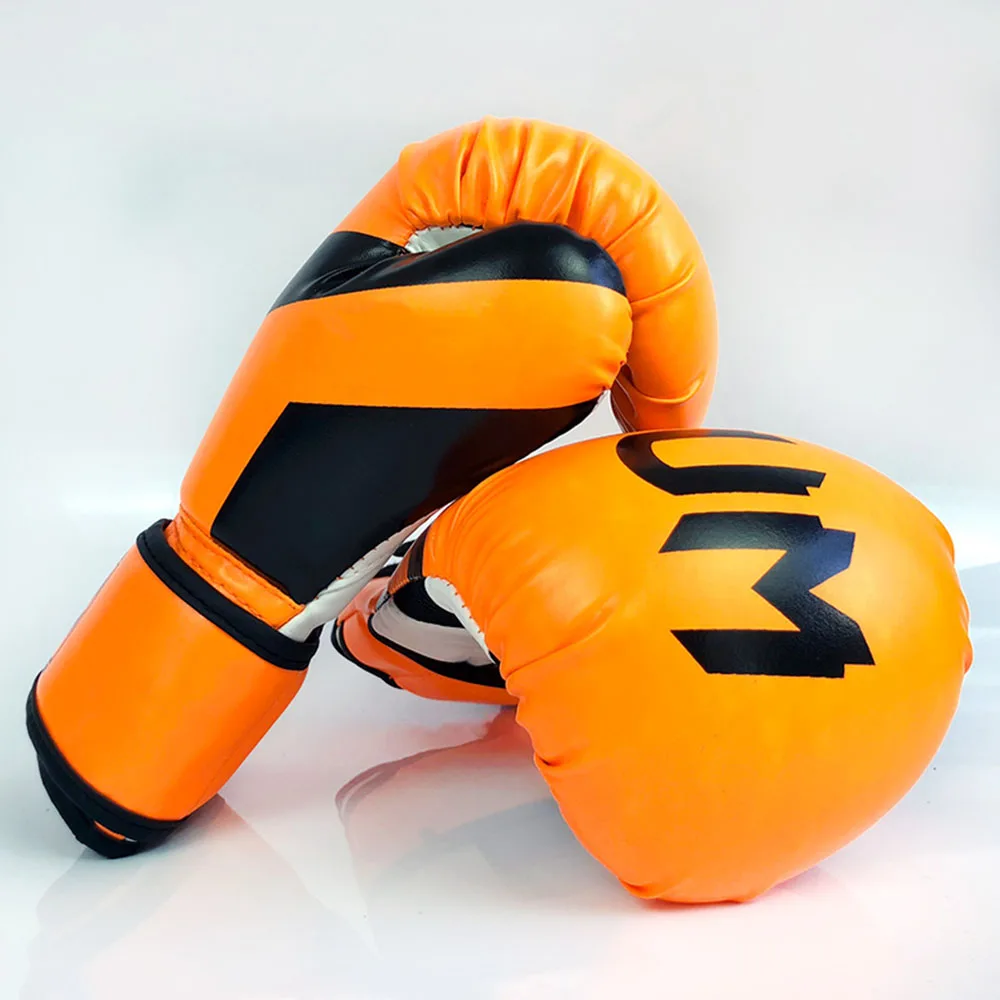 Оптовая продажа, Индивидуальные боксерские перчатки OEM из искусственной кожи с поддержкой запястья, черного цвета, 8 унций, 10 унций, 12 унций, 14 унций, 16 унций
