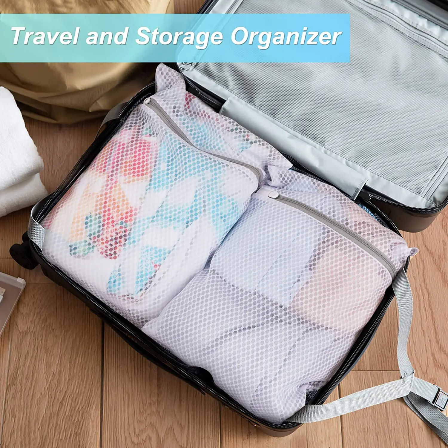 Custom Mesh Laundry Bags With Zipper Laundry Bag For Clothes Socks Sweaters Shoes Reusable Dirty Clothes Laundry Bags