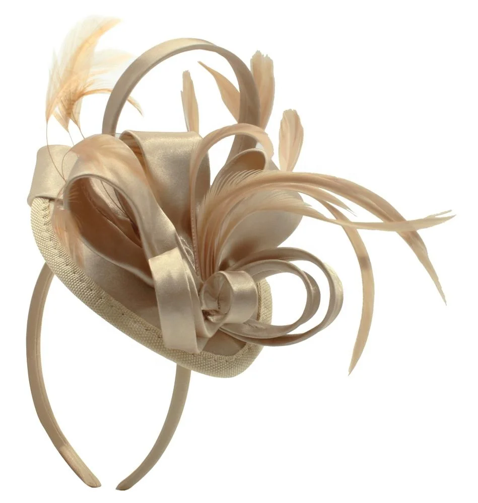 Amazon hot sale Tea party headband Kentucky Derby Wedding Cocktail Flower Satin Feathers hair clip Fascinators hat for women