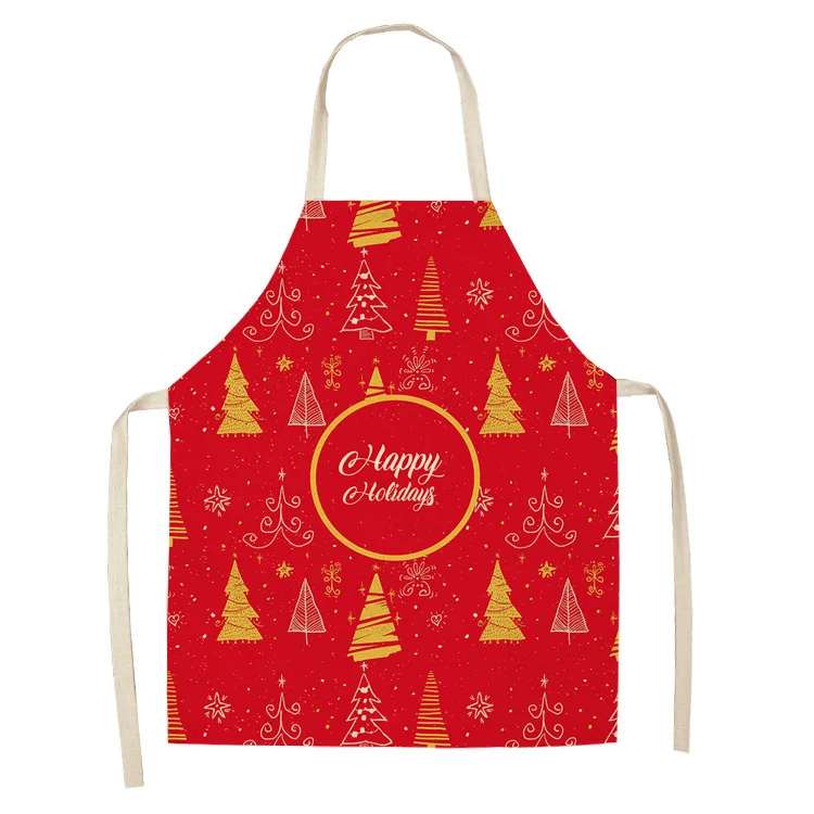 Cheap Bulk Christmas Couple Kids Red Santa Kitchen Apron Christmas Printed Letter Gift Aprons