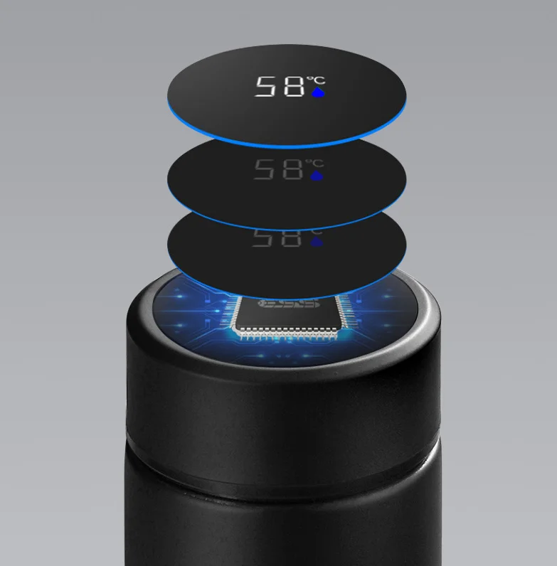 Kingze 500ml Smart Vacuum Travel Coffee Tumbler Cup Personalized LED Temperature Display Portable Flasks