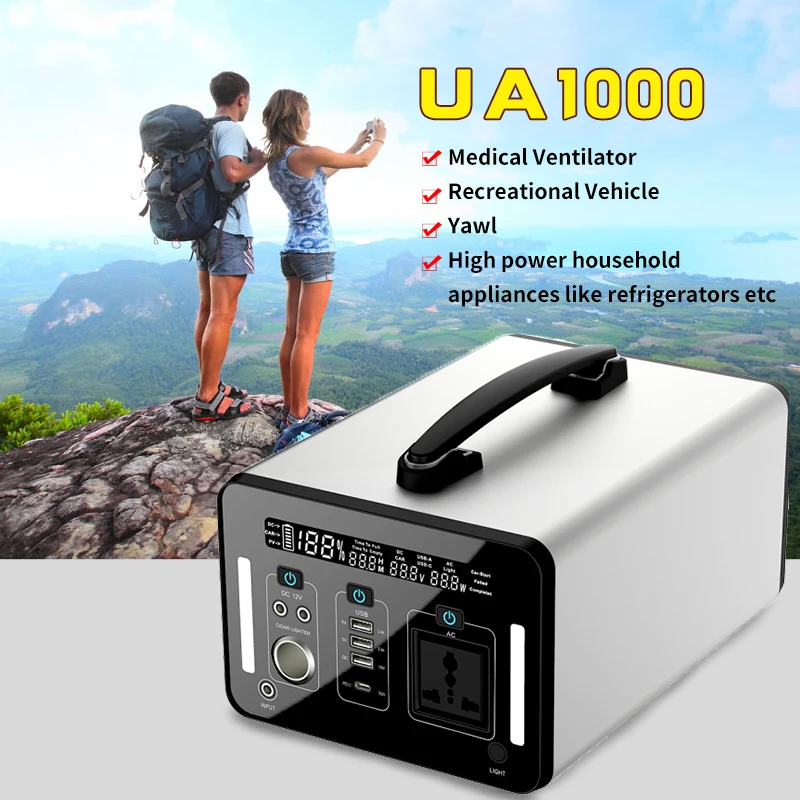 280800mAh High Capacity 1038W Portable Power Station, Solar Power Bank Charger for Emergency Indoor and Outdoor Power supply