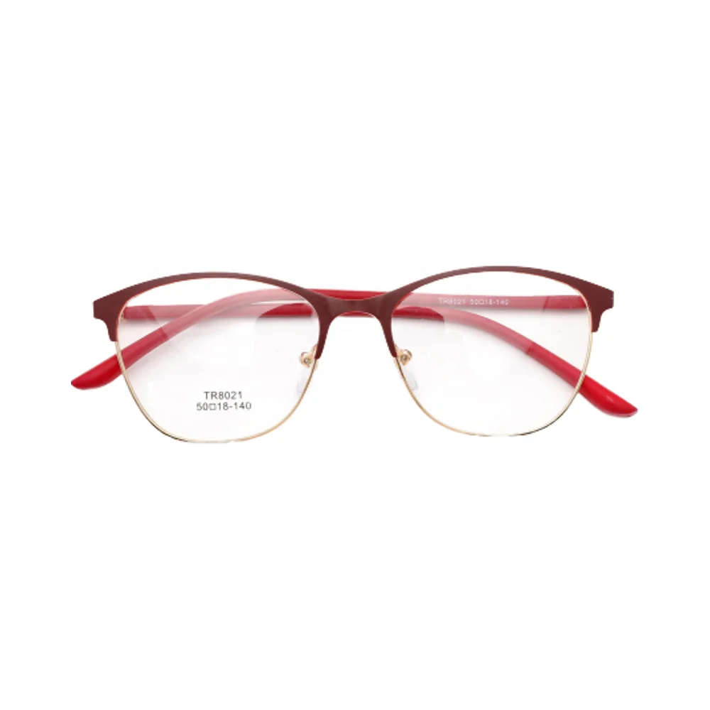 Luxury Ladies Fashion Metal Half Rim Frame Anti Blue Light Blocking Optical TR Glasses Frames Eyeglasses