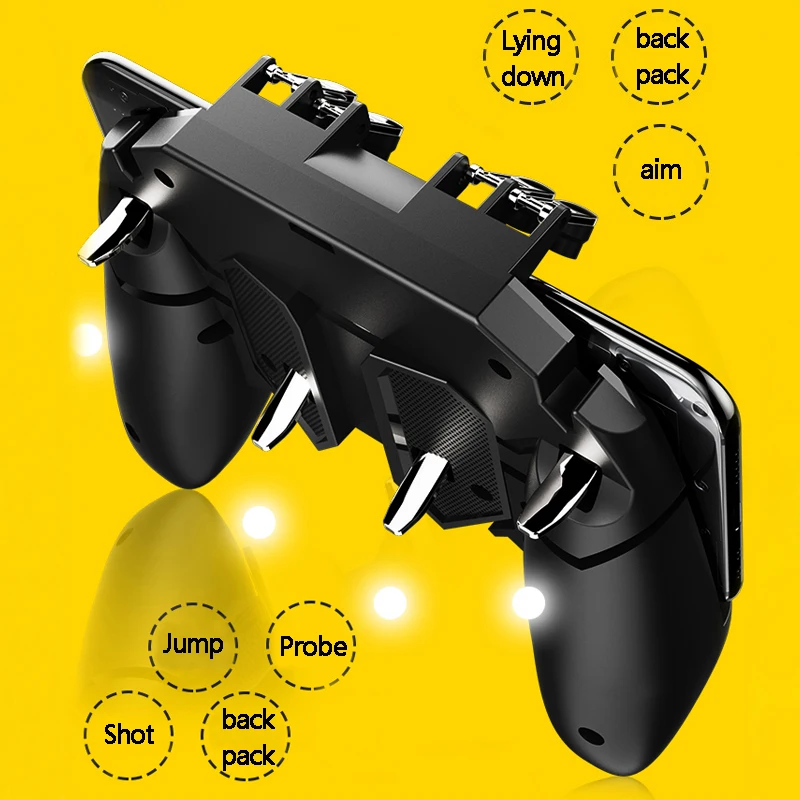 AK66 Six Finger for PUBG Mobile Gamepad Controller Triggers for IOS Android Mobile Phone Trigger Control Shooter Handle Joystick
