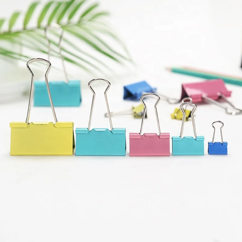 Colorful Folding Clip Stationery Paper Clip Large Binder for Office School Home Kitchen (51mm) Quantity 12