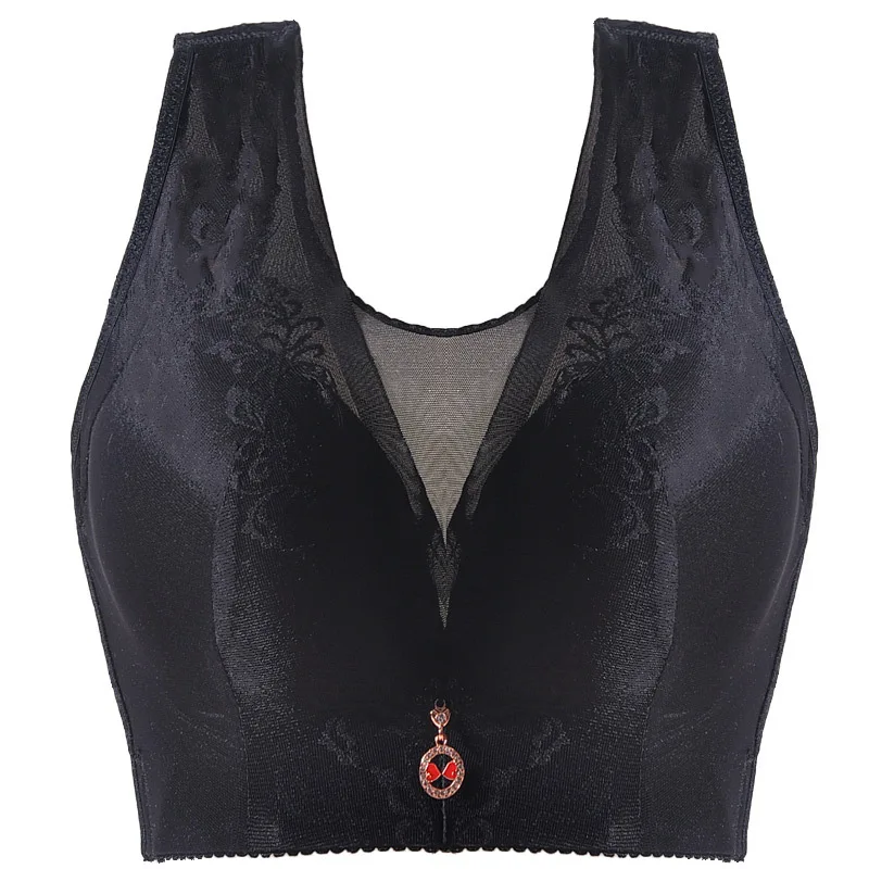 Embroidery Wire Free Bras for Women Push Up Lace Underwear Sexy Lingerie Femme 34 to 50 Plus Size Bra