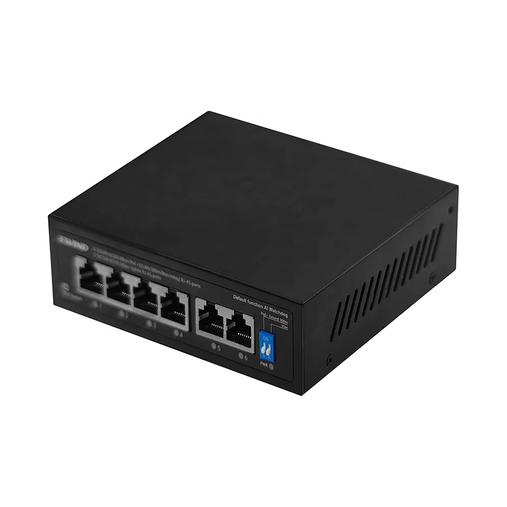 Factory OEM/ODM 4*GE PoE + 2*GE 100M 65W With Watchdog, VLAN Function Unmanaged POE Switch