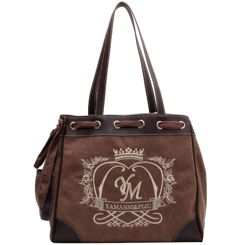 Black Handle Canvas Bag Custom Print Promotional 100% Cotton Canvas Tote Shoulder Bag Wholesale Fashion Large Canvas