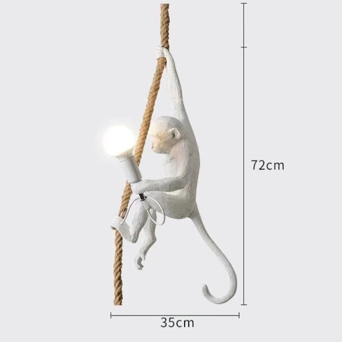 Modern Black Monkey Lamp Hemp Rope Pendant Lights American Country Resin Loft Industrial Hanging Table Luminaire Home Decor Lamp