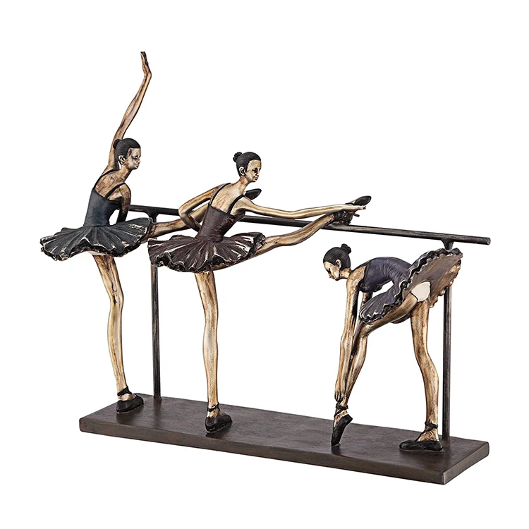 Wholesale home tabletop decor resin ballet dancer stretching sculpture ballerina figurine&
