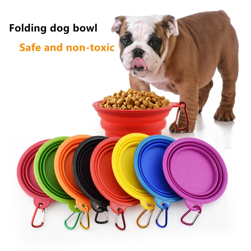 Hot Sale Free Sample Custom Foldable Pet Water Bowl Collapsible Slow Feeder Dog Bowl Silicone Travel Dog Bowl